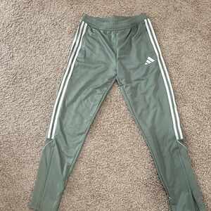 Adidas Kids Olive Joggers with White Stripes